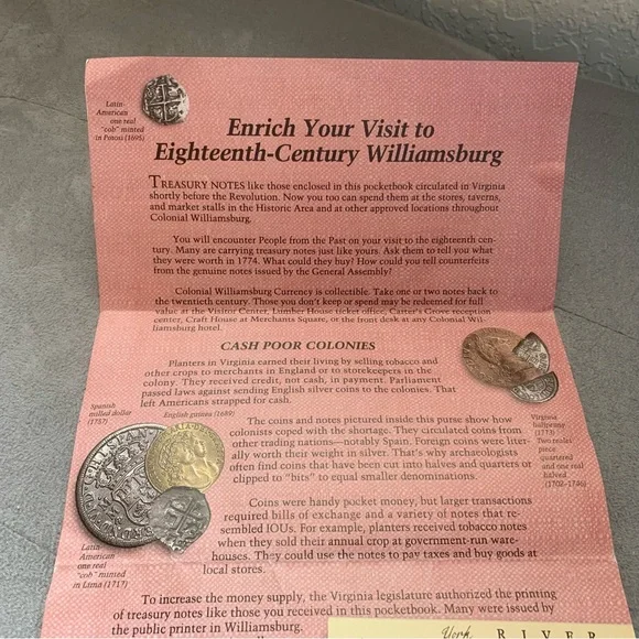 VTG Colonial
Williamsburg Bundle of 10 
One Dollar Bills 1996 in Orig Pamphlet - Picture 12 of 16